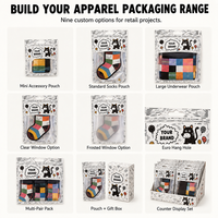 Sac en Mylar transparent avec fenêtre en feuille UV, logo imprimé, léger, fin, sans prise de poids, emballage séparé pour sous-vêtements, pantalons, chaussettes
