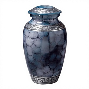 Metal Funeral Cremation Urn for Adult Ashes, Blue Fire Aluminum <b>Design</b> <b>by</b> Axiom Home Accents Selling Online Human - Product Image 1