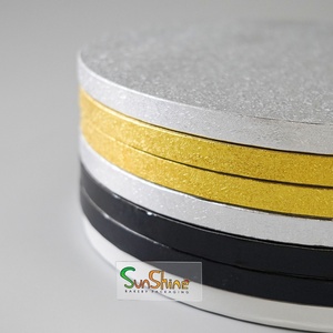 Wholesale Thick Cake Drum Board with Round Base White Silver Golden <b>Pattern</b> for Wedding Cakes Food Made From Durable <b>Paper</b> Plate - Product Image 3