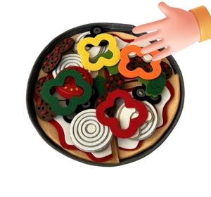 Venta caliente fieltro comida mezclar y combinar juguetes juego de simulación educativo <span class=keywords><strong>Pizza</strong></span> comida rápida DIY hacer <span class=keywords><strong>juegos</strong></span> de manualidades para niños pequeños y niños - Product Image 1