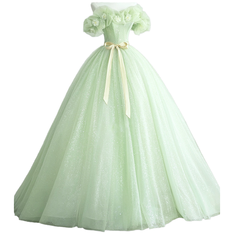 Luxury One Shoulder Princess Evening Gown Mint Green Party Wear Dress for Plus Size Women