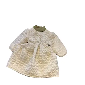 Детская одежда на осень и зиму, детское стеганое платье с надписью love, детское зимнее платье с хлопковой юбкой и юбкой с хлопковой подкладкой