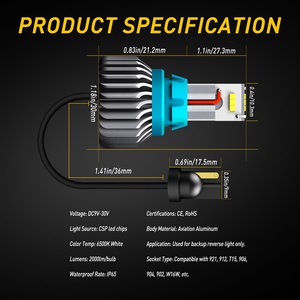 Auxito Lỗi Miễn Phí <span class=keywords><strong>912</strong></span> 921 T15 <span class=keywords><strong>LED</strong></span> Bóng Đèn 2000 Lumens Sáng CSP 9-smd Cắm Và Chơi Cho Sao Lưu Xếp Đèn 6500K Trắng - Product Image 6