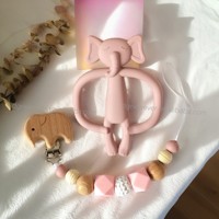 Lot de 2 attaches-sucettes en silicone pour bébés nouveau-nés, avec jouets de dentition animaux (éléphant, lapin) – Cadeau idéal – Meilleures ventes