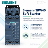Démarreur progressif Siemens 3RW40 SIRIUS pour moteur triphasé AC, idéal pour applications industrielles (pompes, ventilateurs, compresseurs)