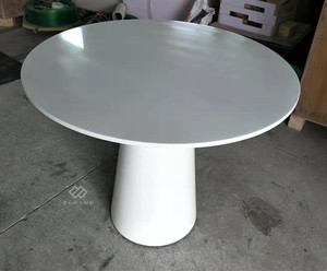 Factory Wholesale Modern Wooden Lacquer <strong>Black</strong> White <strong>Round</strong> Marble Top Durable Dining <strong>Table</strong> for Hotel Use - Product Image 5