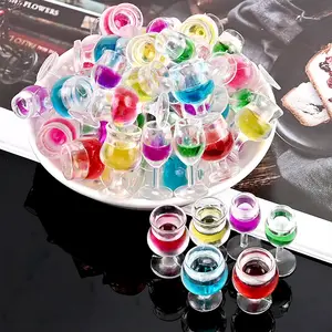 Mini Simulation Colorful Glass Wine Flatback Resin Charms Cabochon For Slime Kid DIY Mobile Phone Hairclip Keychain Decor Craft