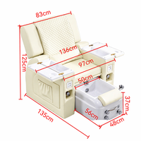 Fauteuil de pédicure électrique pliable moderne, table de massage réglable en cuir crème pour salon de beauté et spa