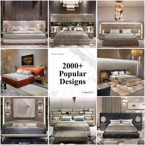 Luxe villa interieurontwerpers, hoogwaardige gestoffeerde slaapkamermeubelen, aanpasbare master bedroom oplossing, bed. - Product Image 2