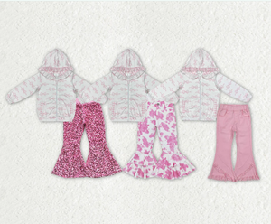 Conjunto de Ropa para Bebés Niñas: Sudadera con Capucha y Lentejuelas con Cremallera y Pantalones Vaqueros Acampanados - Product Image 5