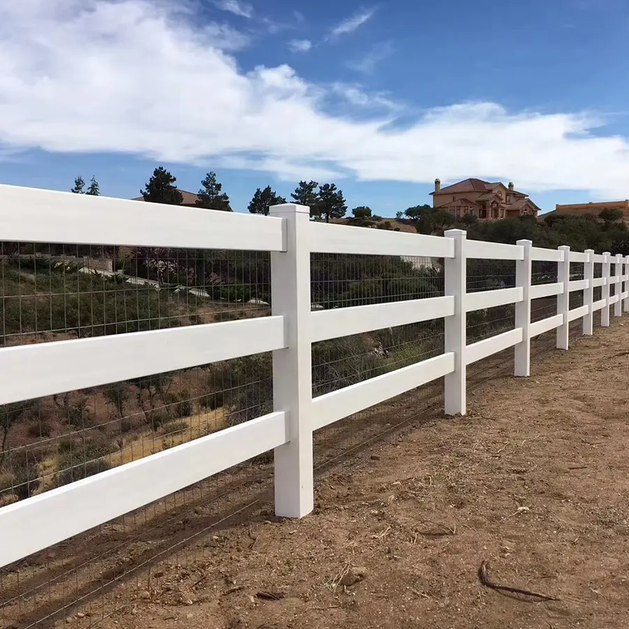 Cheval ranch paddock clôture vinyle en plastique pvc, pas cher en plastique blanc vinyle pvc clôture de cheval