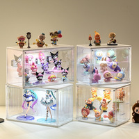 Vitrine d'exposition moderne en plastique avec éclairage LED, grande capacité, pour figurines de poupées, vitrine en acrylique