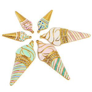 Colgante de Cono de Helado de Acero Inoxidable con Baño de Oro de 18K para Fabricación de Collares, Fornituras de Joyería con Formas Variadas - Product Image 4