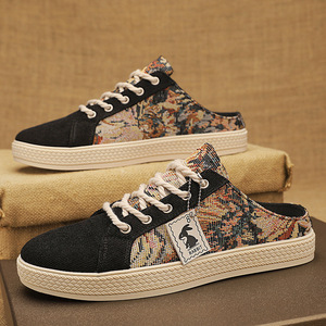 New 2026 Men's Canvas <b>Half</b> Shoes Breathable Casual Sneakers Soft Bottom Home Outdoor Slippers - Product Image 2