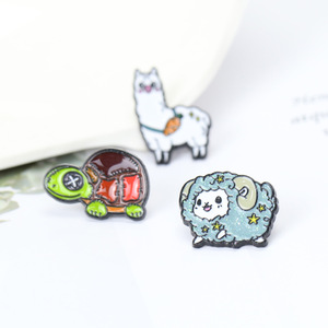 Nuova Spilla a Forma di Alpaca, Leone e Tartaruga in Stile Cartone Animato, Decorazione per Borse Bambini, con Glitter e Smalto, Spilla da Bavero - Product Image 5