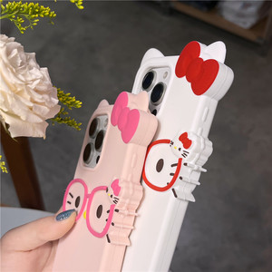 Custodia per telefono in silicone con gatto e occhiali a cartone animato per iPhone 17-11 Pro/Plus X/XS Max 6/7/8 Plus 4/5S anti-caduta - Product Image 6