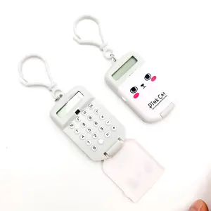 Creative smile face watch mini calculator plastic key chain pendant student keyring gift