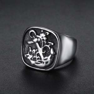 Anneaux punk ODM, anillo de hombre, acier inoxydable 18K, navire de guerre, navigation, anneaux punk gothiques pour hommes - Product Image 5