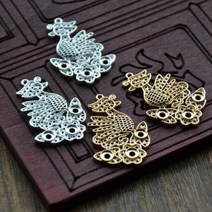 Colgante de cobre con forma de pato mandarín, 25x35mm, filigrana, accesorio para la fabricación de joyas, accesorios DIY - Product Image 2