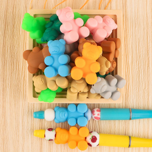 <b>Cute</b> <b>Bear</b> Shape Silicone Beads For Pen Decoration Colorful Cartoon Animal Loose Beads - Product Image 1