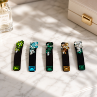 Accessoire Cheveux Vintage en Velours Français pour Fêtes et Mariages - Barrette Latérale Scintillante Ornée de Pierres Précieuses Multifacettes - Vente en Gros