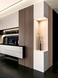 Modern Nordic Accent Wooden Sideboard Living Room and Dining Room Wine <b>Cabinet</b> with Glass <b>Display</b> for Kitchen Storage - Product Image 5