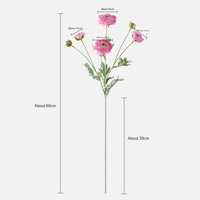 6 Tangkai Bunga Ranunculus Sutra Buatan Tangan Simulasi Tinggi 50cm untuk Dekorasi Ruangan Hari Ibu