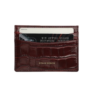 Porte-cartes en cuir italien bordeaux Hiram Beron, étui à cartes tendance, cuir véritable, porte-cartes de luxe, cadeau - Product Image 1
