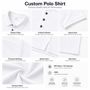 Polo de performance pour homme avec logo personnalisé, 220 g, extensible dans les 4 sens, en nylon et élasthanne, respirant, décontracté et professionnel, vente en gros, tailles S-4XL, blanc - Product Image 4