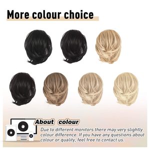 Extensions de queue de cheval synthétiques lisses BARSDAR Blond <span class=keywords><strong>Cendré</strong></span> <span class=keywords><strong>Clair</strong></span>/Blond Platine, entièrement courtes, pour chignon ou queue de cheval - Product Image 6