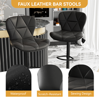 Moderner Outdoor-Barhocker mit Verstellbarer Drehfunktion, PU-Kunstleder-Polsterung, Eisenrahmen, Thekenhöhe, Hoher Rückenlehne für Zuhause, Bar und Kücheninsel
