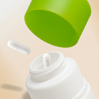 Flacon vide en plastique HDPE blanc de 60 ml avec bouchon coloré