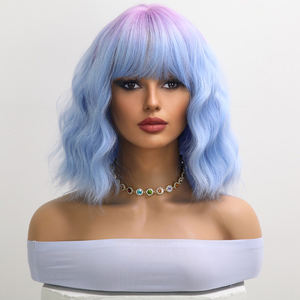 Smilco วิกผมบ๊อบไล่ระดับสีฟ้า-ม่วง-วิก SM039สังเคราะห์14นิ้วขั้นสูง - Product Image 1