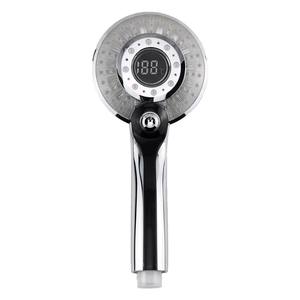Pomme de douche à main <span class=keywords><strong>LED</strong></span> chromée 3 fonctions, réglage facile par pression, économie d'énergie, durable, jet d'eau fin pressurisé, salle de bain - Product Image 1