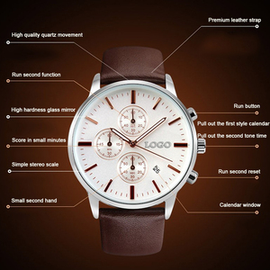 Montres à quartz pour hommes de luxe de nouvelle marque 42 mm, étanches, en cuir véritable, montres-bracelets tendance - Product Image 4