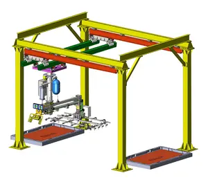 Cần cẩu trên không giàn đường sắt khí nén cân bằng Swing cánh tay robot thủy tinh chân không thao túng