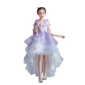 Robe de bal violette pour filles Robe de mariage à fleurs pour enfants Piano Performance Outfit Fluffy Gaze Dentelle <span class=keywords><strong>D</strong></span>écorée Fleur Fée Été - Product Image 2