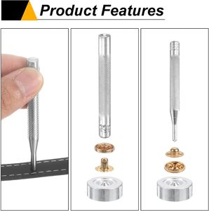 Kit de boutons-pression en cuir HARFINGTON, diamètre mm, boutons-pression en laiton, boutons-pression métalliques avec outils d'installation pour C - Product Image 4