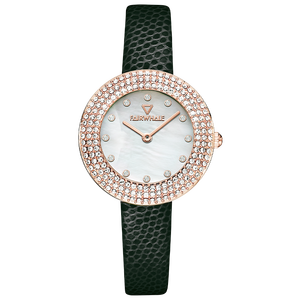 Mark Fairwhale Women's Quartz <strong>Watch</strong> Mother of Pearl Dial Zirconia Diamond Inlay Waterproof Leather Strap Ladies Dress Wristwatch - Product Image 2