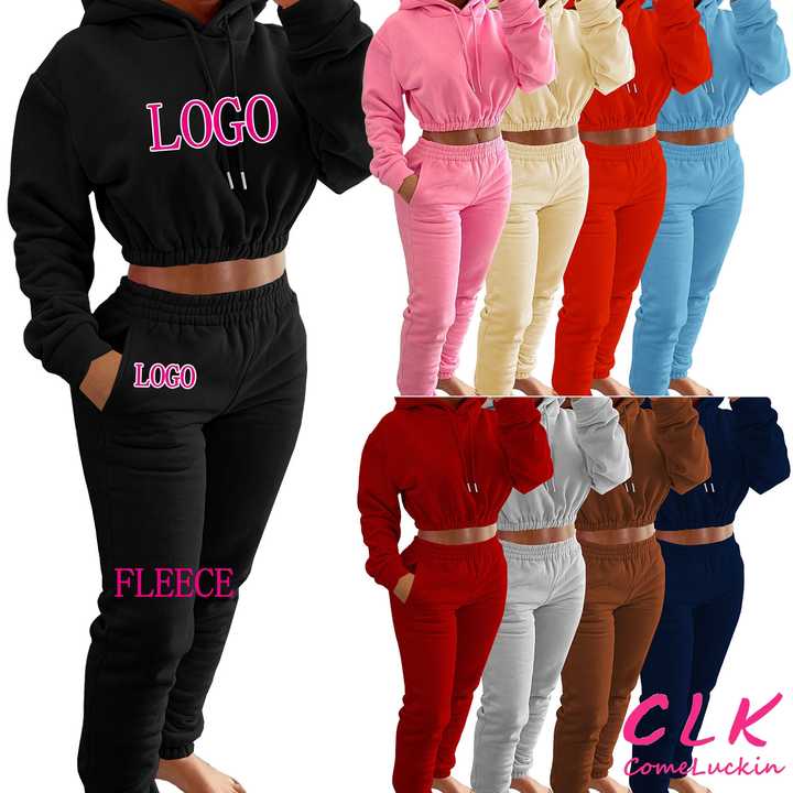 Clothing Manufacturers Custom Crop Top Hoodie Women 2 Piece Set Jogger clothing-manufacturers-custom-crop-top-hoodie-women-2-piece-set-jogger