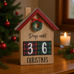 Calendrier de l'Avent en bois en forme de maison Parisloft, décoratif, design rustique pour la table de Noël - Product Image 2