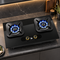 Table de cuisson à gaz à double brûleur, économie d'énergie, surface en verre trempé, sécurité anti-extinction de flamme, alimentation par piles, nettoyage facile, usage domestique