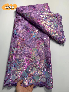 Tessuti in Pizzo all'Ingrosso, Doppia Rete per Matrimoni, Perline Africane con Paillettes, Pizzo Francese - Product Image 3