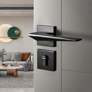 Modern Luxury Italian Matt Black Interior Door Knobs European Zinc Aluminum Square Lever Lock Handles Mortise Accessories Hotels - Product Image 1