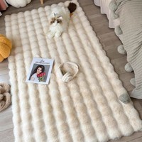 Tapis Moderne en Polyester Effet Fourrure de Lapin 3D à Bulles, Ultra Doux, Moelleux, Antidérapant, Lavable en Machine pour Salon - Vente en Gros