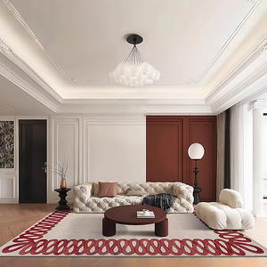 พรมสี่เหลี่ยมสไตล์วินเทจสไตล์ฝรั่งเศสสำหรับห้องนั่งเล่นห้องนอนพรมข้างเตียงทำด้วยมือตามสั่ง - Product Image 2