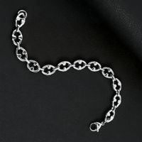Bracelet chaîne en acier titane fait main, design ovale creux 'nez de cochon', bijou simple et tendance de style européen pour couple