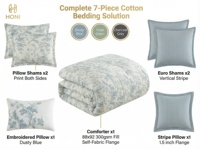 HONI Ensemble de literie 7 pièces en coton épais 100 %, style moderne, très vendu, avec couette intégrée, en promotion