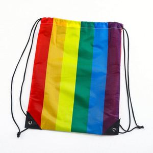 Wholesale Custom Promotional Sportpacks Waterproof Durable Gym Bags Polyester <b>Drawstring</b> <b>Backpack</b> Rainbow Pride Digital Printed - Product Image 3
