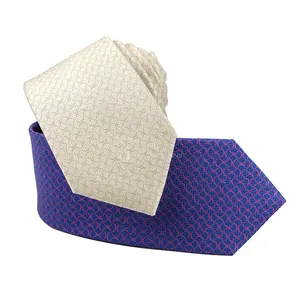 Fashionable Supplier Wholesale Purple Blue Champagne Color Neckties Custom Geometric Woven Embroidered Men's Fashion Silk Tie